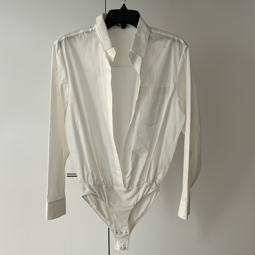Alexander Wang white button down long sleeve bodysuit